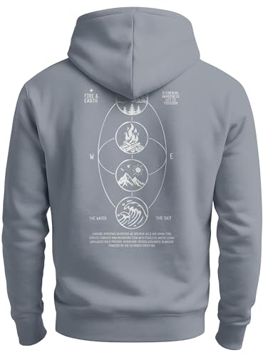 Neverless® Herren Hoodie Backprint Nature Balance Outdoor Icons Kapuzen-Pullover Männer Fashion Streetstyle