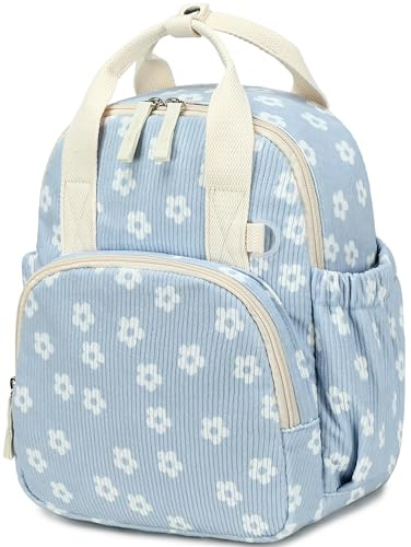 LEDAOU Kinderrucksack, Wasserdicht, für Kinder 2-4 Jahre, Kita und Schule, Jungen und Mädchen (Kleine blaue Blumen)