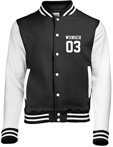 Comedy Shirts WUNSCH - Damen College Jacke - Schwarz/Weiss Gr. XS