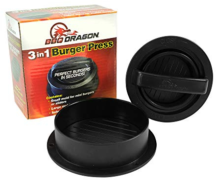 BBQ Dragon 3-in-1 Burger Press, Burger Mold, Hamburger Press/Stuffer, Patty Maker, Best Grilling Accessories for Outdoor Barbecues, Indoor Kitchen Gadgets Cooking