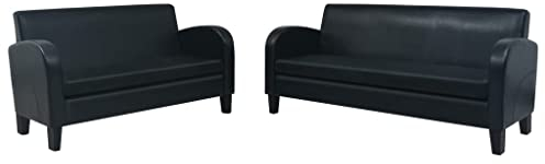 vidaXL Sofa Set 2-TLG. Kunstleder Schwarz Couch Sofagarnitur Polstersofa