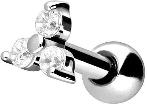 PIERCINGLINE Ohrpiercing Chirurgenstahl Kristallblume Piercing Ohr-Stecker Helix Tragus Silberfarben