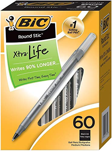 BIC Xtra Life Round Stic Ball Pen, Medium Point (1.0 mm), Blue - 120 Count (60x2)