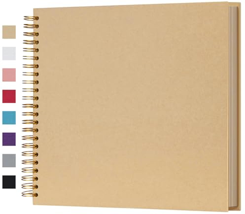 12 x 12 Inch DIY Scrapbook Photo Album Hardcover Kraft Blank Yellow Page Wedding and Anniversary Family Photo Album (Yellow, 12Inch)