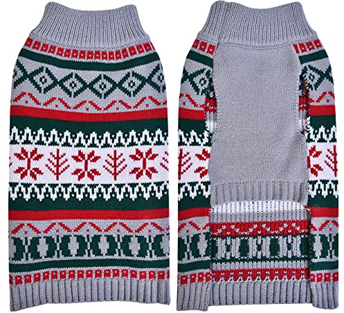 LuzPet Dog Jumper Winter Knitted Thick Sweater Costume Outfit Soft Warm Coats for Medium Dog (Large, Grey)