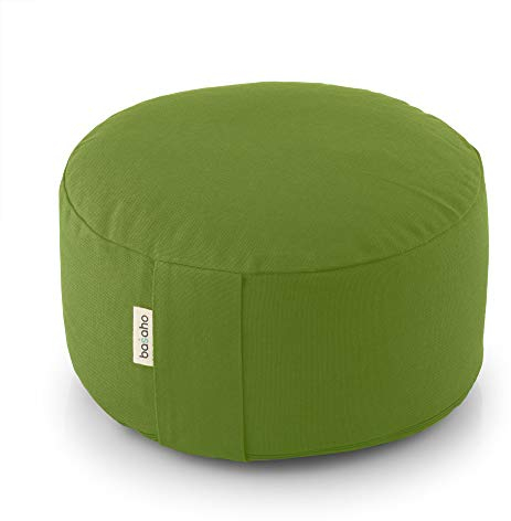 basaho WHEEL Zafu Meditationskissen Yogakissen | Bio-Baumwolle | Buchweizenschalen | Abnehmbarer und waschbarer Bezug (Blattgrün)