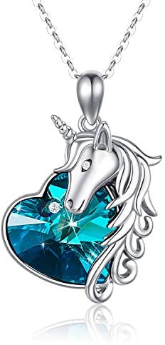 CHENGHONG Einhorn Kette Damen 925 Silber Einhorn Halskette Anhänger Einhorn Schmuck Mädchen Geschenke für Frauen Töchter Kinder