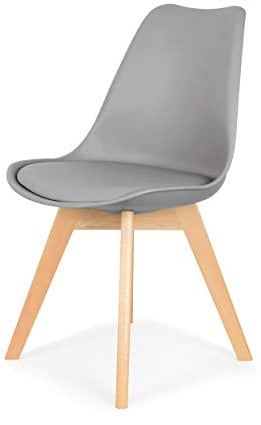 IHANA Dining Chair with Cushioned Pad Seat & Solid Beech Wood Legs for Mid Century Modern Dining Room Living Room Bedroom Kitchen & Lounge