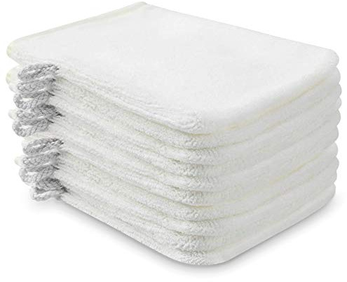 PHOGARY 10 Pack Microfiber Body Wash Mitts, Soft Face Mitten, Bath Spa Cloth, Reusable Makeup Remover Mitt Gloves, European Style Wash Cloth, 6×8 inch (White)