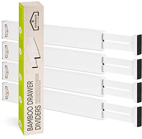 Homemaid Living Bamboo Drawer Dividers Adjustable & Expandable, Kitchen Drawer Organizer, Ideal for Silverware Drawer Organizer, Dresser Drawer Organizer or Bedroom & Bathroom Drawer Organizer (4pk)