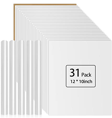 YRYM HT Plotterfolie Textil - 31 Pack 30.5cmx25.4cm Flexfolie, Flex Film Plotter Textile for T-Shirt, Clothing, Hats or Other Fabrics, Weiß Iron on Film