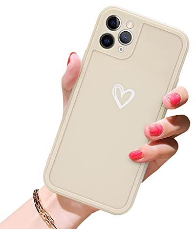Newseego Compatible for iPhone 11 Pro Max Case Fashion Cute Love Heart Simple Pattern Design Silicone Phone Cover for Women and Girls Thin Soft TPU Protective Back Cover for iPhone 11 Pro Max-White