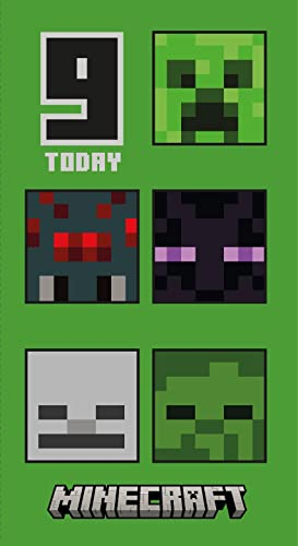 Danilo Promotions Limited Minecraft Geburtstagskarte zum 9. Geburtstag, klimafreundlich, recycelbar, offiziell lizenzierte Geburtstagskarte, mehrfarbig, 210 x 290 mm