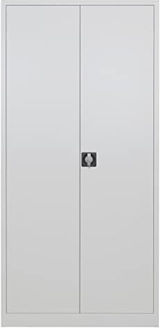 ADB Flügeltürenschrank Lichtgrau, Stahlschrank, Werkstattschrank, Büroschrank, Aktenschrank, Materialschrank, Arbeitsschrank, L92xB50xH195cm
