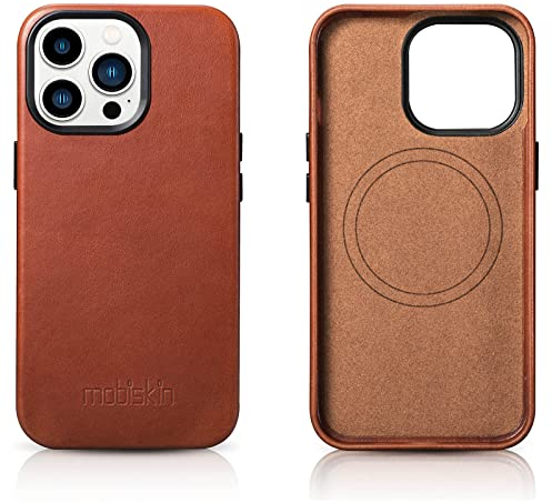 Mobiskin case compatible with Apple iPhone 14 PRO (6.1 inch), phone case, cover with genuine leather, ultra-slim protective case, bumper, vintage brown