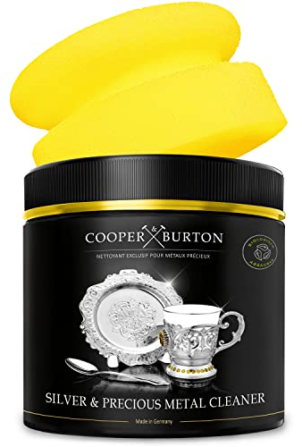 Sparset - Limpiador de plata y oro + esponja | limpiador de joyas de plata para la limpieza y cuidado de joyas, cadenas, cubiertos y todos los metales preciosos | COOPER & BURTON