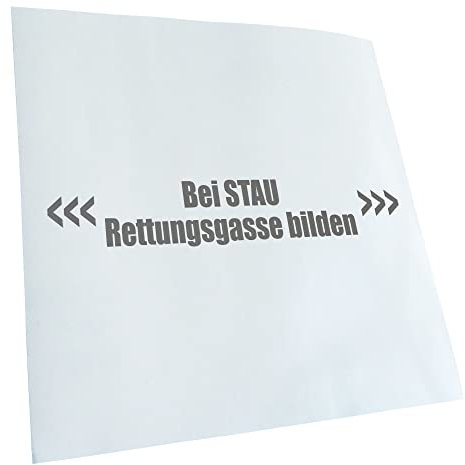 Kiwistar - Autoaufkleber - Grau - 20x4cm Bei Stau Rettungsgasse bilden - Heckscheibe Auto Aufkleber wetterfest für Kfz LKW Mofa Truck - Sticker außen selbstklebend Tuning Zubehör für Fenster Fahrzeug