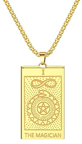 LUTAKU Tarotkarten-Anhänger für Männer und Frauen, Edelstahl, Mond, Sonne, Stern, Tarot-Schmuck, Geschenk für beste Freunde, 60 cm, Edelstahl