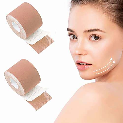 Face Lifting Tape,Anti-Wrinkle Patches,Wrinkles Schminkles,Myofasziales Gesichtstraffungsband,Multifunktional Face Tape,Anti-Falten Patches,Facial Patches,Wrinkle Patch,2,5 cm*5 m,2 Stück,Hautfarben