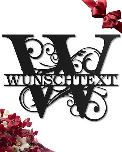 Steelmonks Hochzeitsgeschenk Personalisiertes Monogram für das Brautpaar oder als Geschenk für Eltern. Metall Wanddeko. (Geschwungenes Monogramm)