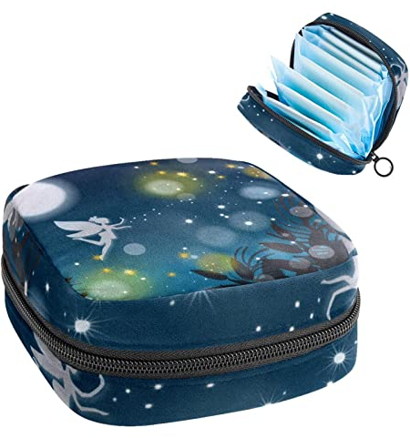 Damenbinden Aufbewahrungstaschen Menstruationstasse Taschen Nacht Fee Mond Wald Tragbare Damenbinden Aufbewahrungsbeutel für Mädchen Damen