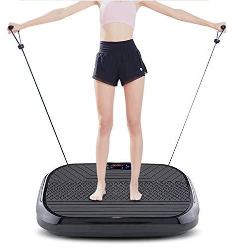 RIEJIN 4D Vibration Plate Exercise Machine with Loop Resistance Bands - Full Body Workout Equipment for Home Fitness, Shaping, Training, Weight Loss