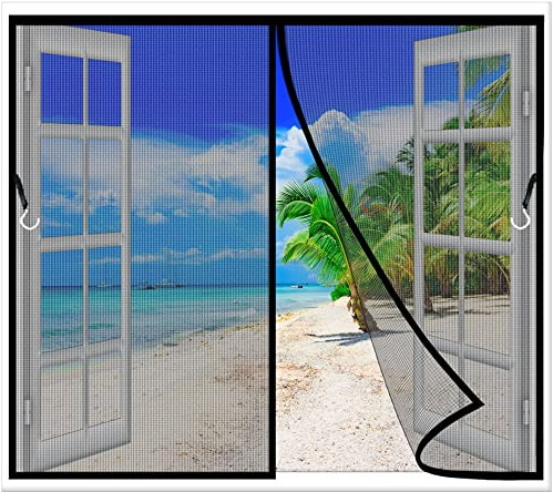 Magnet Insektenschutz Balkon Fenster 70x120 cm Vorhang Fenstervorhang Moskitonetz TerrassenFenster Fliegennetz Insektenschutzgitter für Fenster Balkon Insektenschutz Fenster Vorhang Schwarz Z