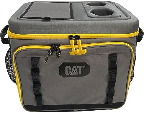 CAT Bolsa Nevera Isotérmica 35L - Nevera Portátil Familiar con Aislamiento Térmico - Forro de Aluminio con Portavasos Integrado - Correa Ajustable y Bolsillos con Cremallera - Poliéster Recubierto