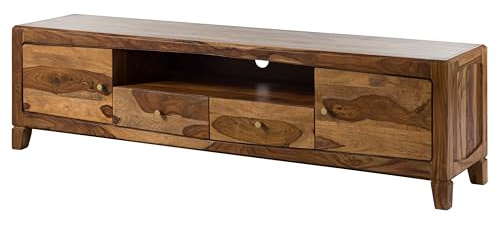 MASSIVMOEBEL24.DE | Ancona TV-Board aus Massivholz #111 aus Sheeshamholz - braun, lackiert 200 x 45 x 55 cm 2 Schubladen + 3 Fächer Lowboard
