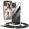 Nupcknn Transparente Coque avec Cordon pour iPhone 15, Anti-Jaunissement Transparente Coque Antichoc Housse Collier Réglable Téléphone Étui Portable Lanyard Case Protection Complète Cover(6.1,Noir)