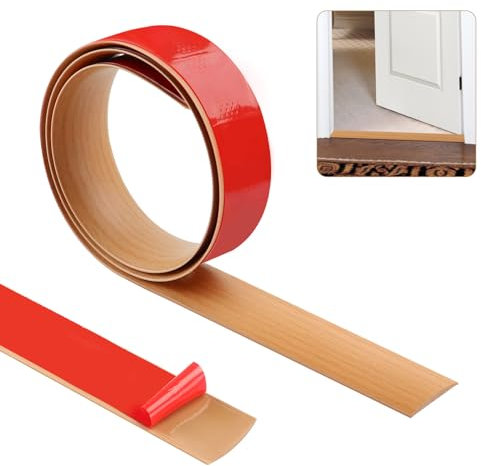 100cm×4cm Bande de seuil, bandes de garniture de porte de tapis,bande de séparation de porte de sol auto-adhésive, bande de garniture de bord(Grain de bois de chêne jaune)