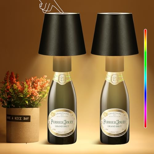 DEECOZY Lampada a bottiglia rimovibile e rimovibile, lampada da tavolo a LED con porta USB con batteria da 5200 mAh 3000 K + RGB, dimmerabile, IP54, impermeabile
