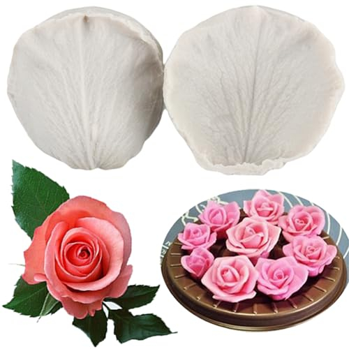 MYPRACS Gumpaste - Stampo in silicone a forma di fiore con venature a forma di rosa, per pasta di zucchero, pasta di gomma, decorazione per torte, cupcake, caramelle, cioccolato, pasta di gomma,