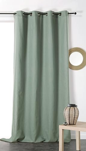 Linder Rideau Métis en matières Naturelles (Coton/Lin) Coloris Vert Argile œillets 135 x 260 cm