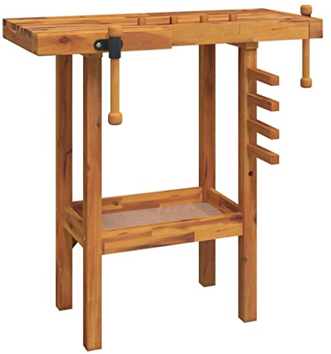 Willood Werkbank mit Schraubstöcken 92x48x83 cm Massivholz Akazie
