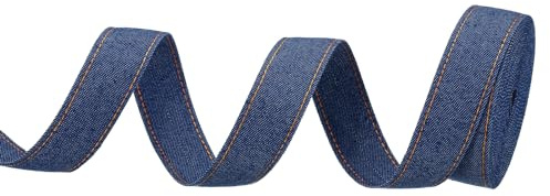 PATIKIL 1 Denim-Band, 1 Rolle 5,5 Yard Schichtung Jean Stoffstreifen für DIY Haarschleifen, Kleidungsnahtdekorationen, Dunkelblau
