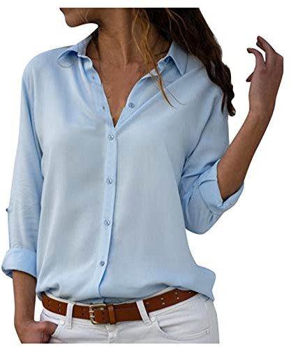Nidddiv Hemden für Damen, Blusen und Hemden, Business, Arbeit, Büro, Revers, einfarbige Bluse, lockere Freizeithemden, Button-Down-T-Shirt, atmungsaktives T-Shirt, leichte Hemden, Damenblusen,