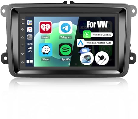CAMECHO Android 13 Autoradio für VW Golf 5 Golf 6 Polo Skoda mit Navi Carplay Android Auto,Doppel Din 7 Zoll Auto Radio Touch Display mit Bluetooth HiFi FM/RDS WiFi SWC+Rückfahrkamera