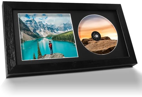 HAOWANWW CD-Musikalbum-Abdeckrahmen – schwarzes Massivholz mit weißem Passepartout – Show Disc, Box oder signierte CD – Home Gallery Office Wall Decor