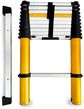 Drabest - MAX - Teleskopleiter - Leiter Ausziehbar - Klappleiter, Aluleiter - bis 150 kg - Mehrzweckleiter, Ausziehleiter - Aluminium, Klappbar - Leiter 11 Stufen - 0,80x3,27x0,1 m