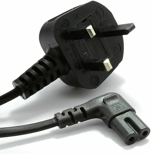 iSeventy9 3-Metre Right Angled Figure Fig of 8 IEC C7 to UK Plug Mains Power Lead Cable Compatible with Laptops, Projectors, Smart LED TV - Black
