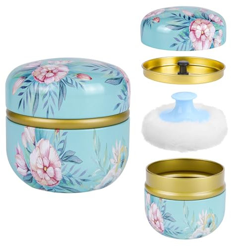 Yokilly Babypuder Dose Mit Puderquaste: Baby Puder Koffer Mit Powder Puff für Körperpuder - Zu Hause und Reisen Geeignet Puderdose für Talkum Puder und Lose Puder(Grün)(Pulver Nicht Einschließen)