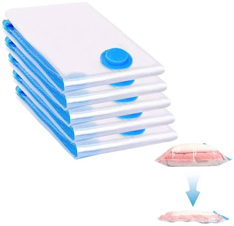 Vakuumbeutel 5 Stück, Vakuum Aufbewahrungsbeutel 30 * 50cm, Vakuum Beutel für Staubsauger Kompression, Reise Kompressionsbeutel, für Bettdecken Kleidung Bettwäsche, Wiederverwendbar, Platzspar