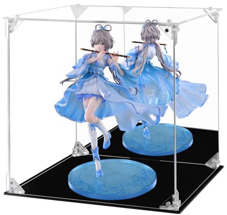 FHMIDIC Vitrine en acrylique transparent avec dos miroir, résistante à la poussière, verre alternatif pour objets de collection, figurines, Lego, modèles, jouets (25 x 25 x 25 cm)