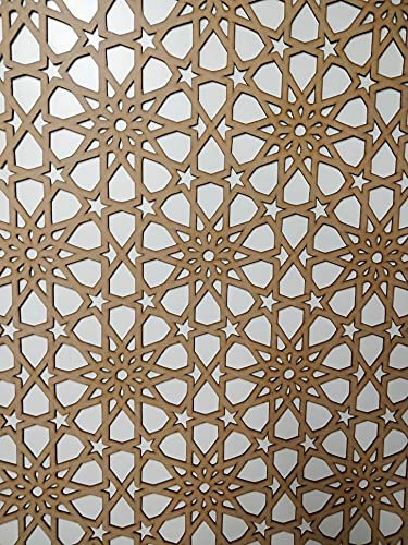 Wooden mesh laser cut in 6mm thick mdf decorative panel for radiator covers, partition walls and home made cabinets (various sizes) Moroccan pattern (M2). Made in the UK (Unprimed, 1200mm x 620mm)