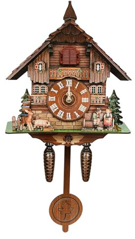 MEHOOSPVN Kuckucksuhr Kuckuckuhr Batteriebetriebenes Quartzwerk Kuckuckruf Schwarzwaldhaus Retro Kuckucksuhr Vintage Wanduhr Kuckuckswanduhr Moderne Pendeluhr für Wohnzimmer Schlafzimmer Arbeitszimmer