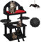 Mekidulu Arbre à chat gothique pour grands chats, noir et rouge, plateformes, grotte, échelle pour chat, jouet en forme d'araignée, pour Halloween