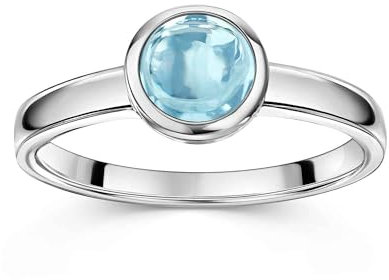 MATERIA Blautopas Ring Silber 925 - Damen Edelstein rund blau SR-28_60