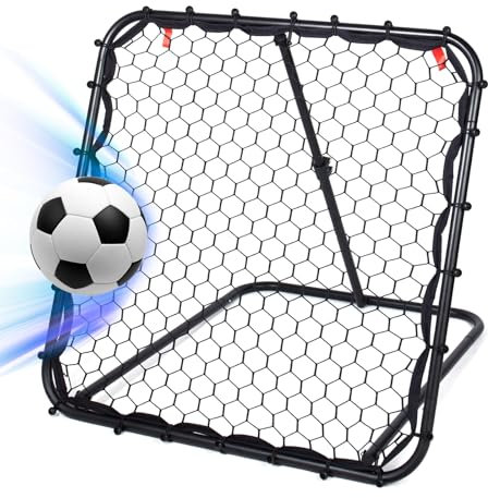 Leogreen Rebounder für Fußball, 84x84cm Fußball Rebounder Jugendlich, Teleskopische Stufenlose Einstellung Prellwand Fussball für EIN besseres und abwechslungsreiches Training