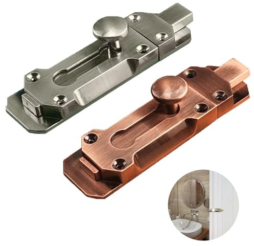 2 Pack Heavy Duty Polished Chrome Door Bolt, Surface Mounted Sliding Door Lock with Screws, Ideal for Securing Internal Doors, Bedrooms, Bathrooms, and Cupboards